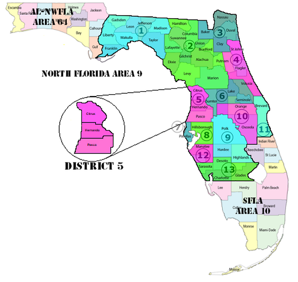 North Florida Area and District 5 Map